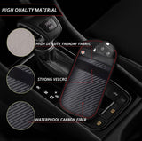 Mapasu Faraday Pouch for Car Keys – Signal Blocking RFID Case with Hook | Carbon Fiber Pattern, Waterproof Keyless Entry Protector, Black with Red Stitching (M)