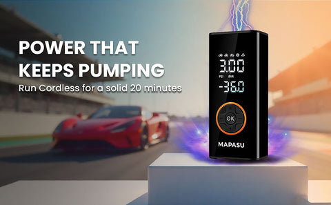 Mapasu Tyre Inflator Air Compressor – 150PSI Car Tyre Pump Cordless Portable Electric Bike Pump with Auto Shutoff, Digital Pressure Gauge, LED Light for Car Motorcycle Bicycle