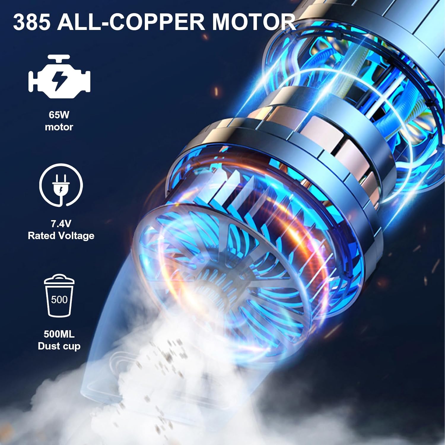 Cordless Handheld Hoover – High Power Suction Vacuum Cleaner with Fast Charging, 30min Runtime & Attachments – Portable Mini Vacuum for Car, Home, Pet Hair, Carpet, Office