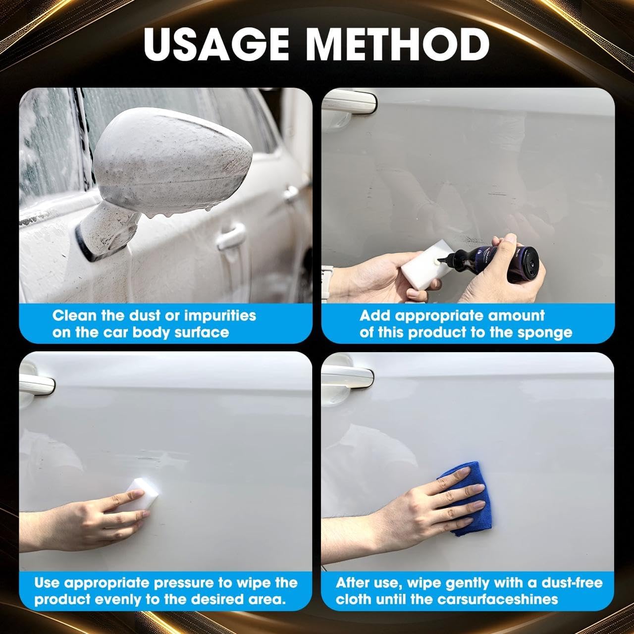 Car Scratch Remover – Auto Scratch Repair Wax & Car Paint Restorer, Swirl/Scuff Mark Remover kit with Microfibre Cloth & Sponge