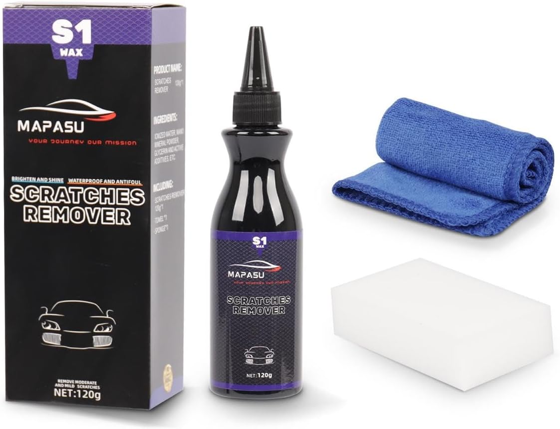 Car Scratch Remover – Auto Scratch Repair Wax & Car Paint Restorer, Swirl/Scuff Mark Remover kit with Microfibre Cloth & Sponge