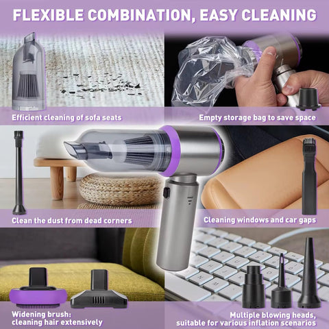 Handheld Vacuum Cleaner 22000Pa – Cordless Car Vacuum with 3-Speed Brushless Motor & Attachments – Powerful Mini Hoover for Pet Hair Upholstery & Home Cleaning