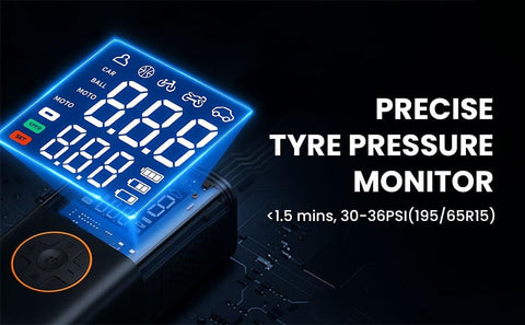 Cordless Tyre Inflator Rechargeable – Portable Car Tyre Pump150 PSI with Pressure Gauge, LED Light, Digital Display, Tyre Inflator Air Compressor for Car/Bicycle/Motorbike
