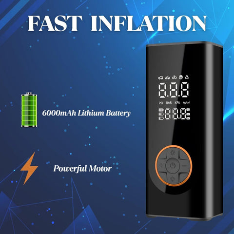 Cordless Tyre Inflator Rechargeable – Portable Car Tyre Pump150 PSI with Pressure Gauge, LED Light, Digital Display, Tyre Inflator Air Compressor for Car/Bicycle/Motorbike