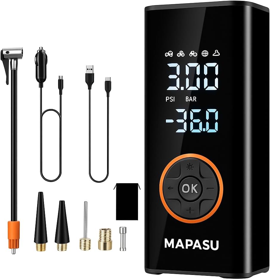 Cordless Tyre Inflator Rechargeable – Portable Car Tyre Pump150 PSI with Pressure Gauge, LED Light, Digital Display, Tyre Inflator Air Compressor for Car/Bicycle/Motorbike