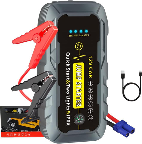 Car Jump Starter Power Pack – 3000A 12V Battery Booster with Jump Leads, USB Charger & LED Light – Compact Portable Power Bank for Flat Battery (Up to 6.0L Petrol or 4.0L Diesel)